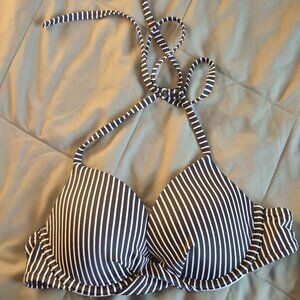 Shade and Shore Bikini Top size 32B black with white stripes padded cup